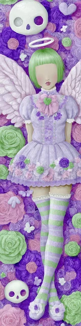 Free angel bookmark featuring purple and green angel